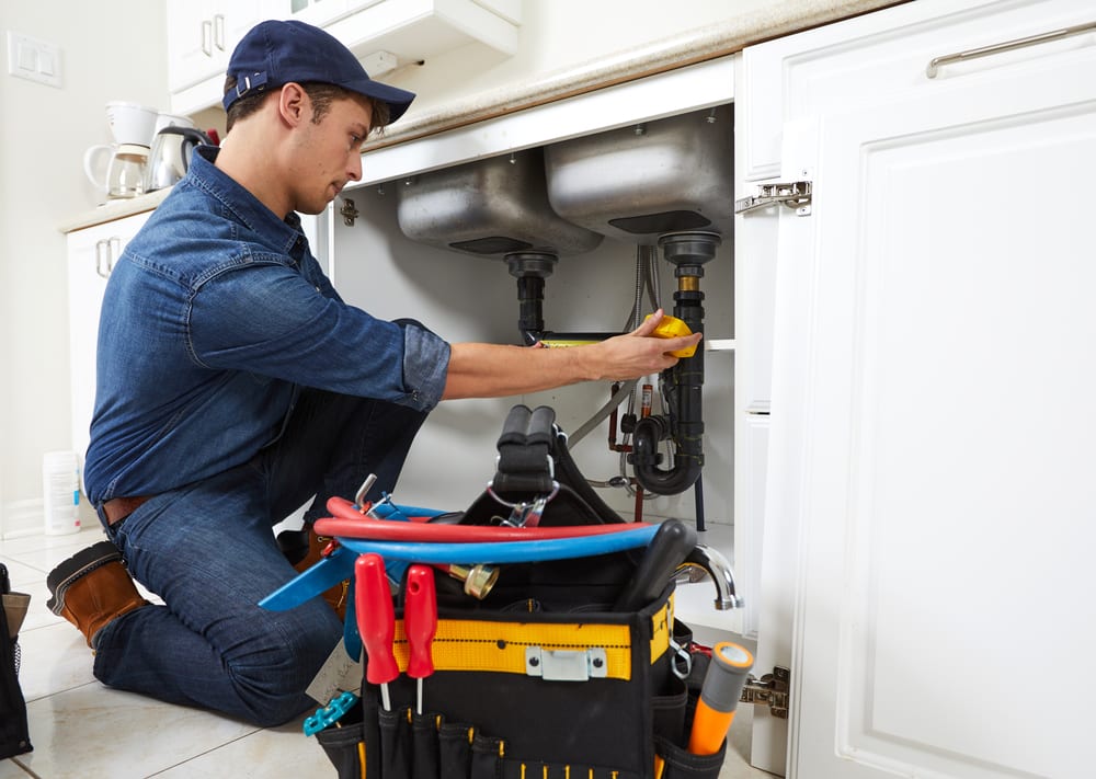 Professional plumber at work
